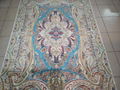 4x6ft blue color handmade silk persian collection rug 5