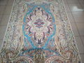 4x6ft blue color handmade silk persian collection rug