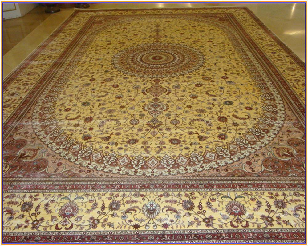 large size beige color classic european handmade silk carpet for sitting room 