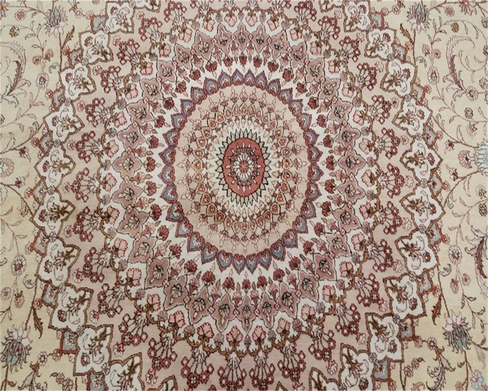 超大尺寸米色经典欧式手工编织真丝艺术波斯地毯会议厅大客厅地毯 4
