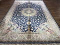 6X9ft 寶石藍手工編織真絲歐式客廳地毯 2