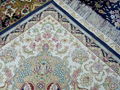 6X9ft 寶石藍手工編織真絲歐式客廳地毯