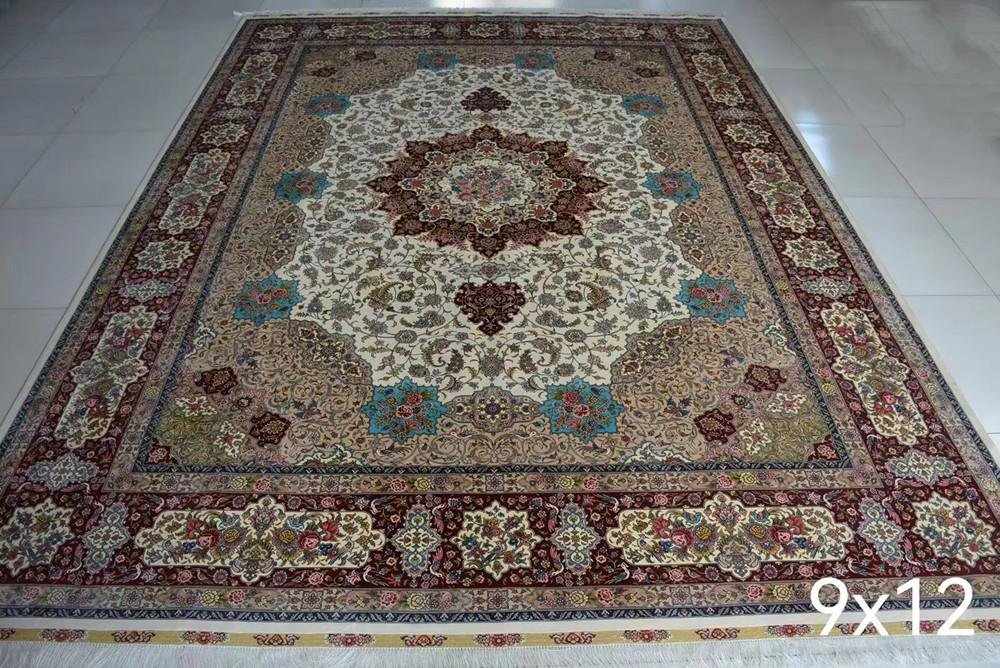 9x12ft handmade silk persian style living room carpet luxury home decor carpet 4