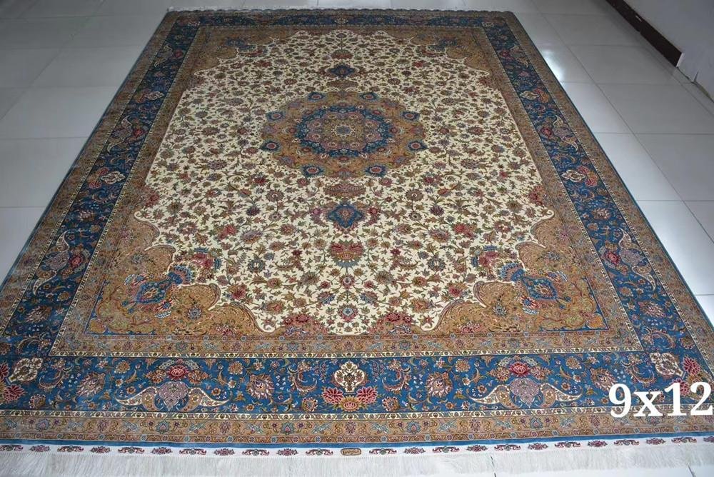9x12ft handmade silk persian style living room carpet luxury home decor carpet 5