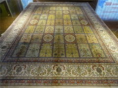 9X12ft手工编织真丝格仔土耳其风格豪华客厅地毯