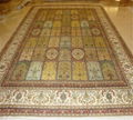 9X12ft手工編織真絲格仔土耳其風格豪華客廳地毯