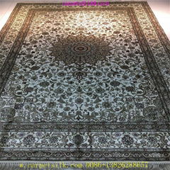 6x9ft 米色手工编织真丝波斯风格客厅地毯