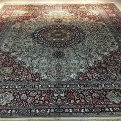 8x10ft red color handmade silk persian carpet for sitting room