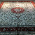 8x10ft 棗紅色手工打結水洗真絲波斯風格地毯客廳豪華地毯 2
