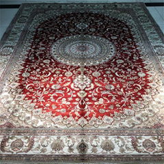 6x9ft red color handmade silk persian luxury living room carpet