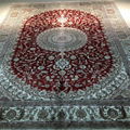 6x9ft 紅色手工編製桑蠶絲豪華升值客廳地毯