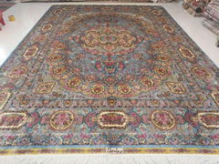 10x14ft blue color handmade silk persian style carpet