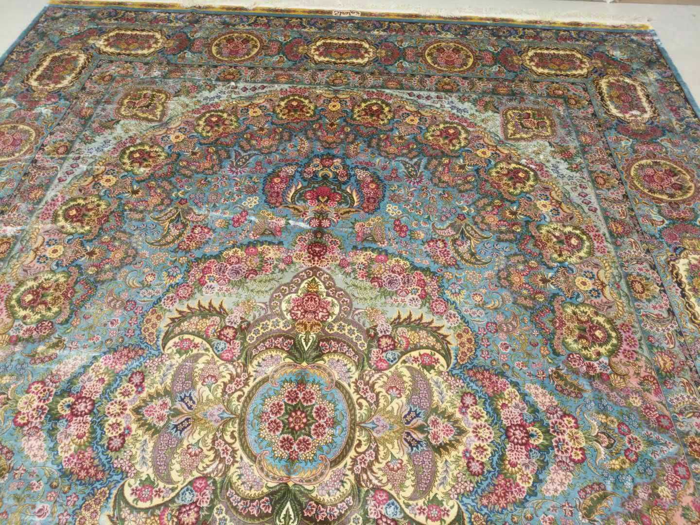 10x14ft blue color handmade silk persian style carpet  2