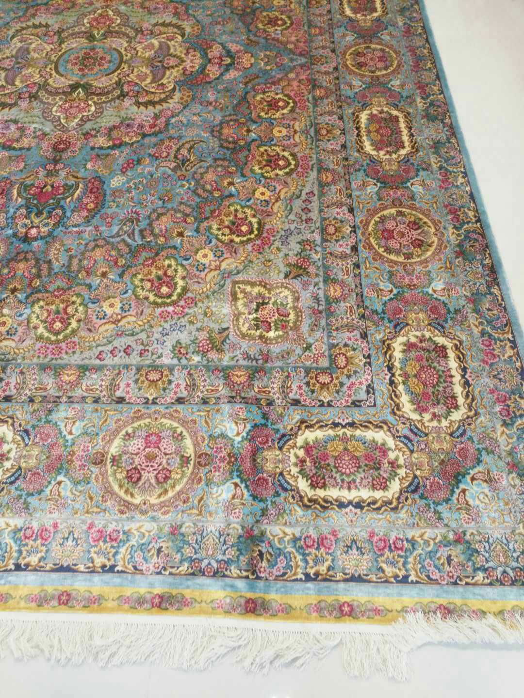 10x14ft blue color handmade silk persian style carpet  3