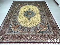 9X12ft red color hand knotted washed silk persian carpet for sitting room