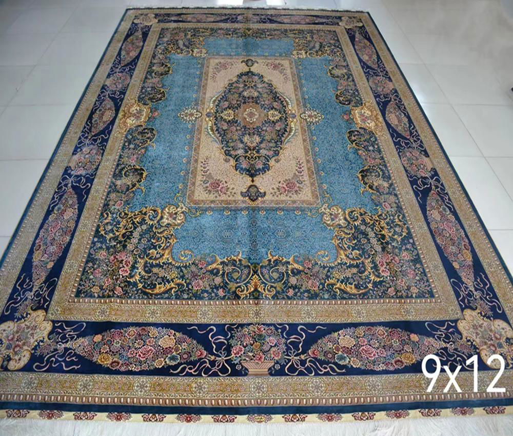 9X12ft red color hand knotted washed silk persian carpet for sitting room 2