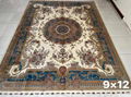 9X12ft red color hand knotted washed silk persian carpet for sitting room