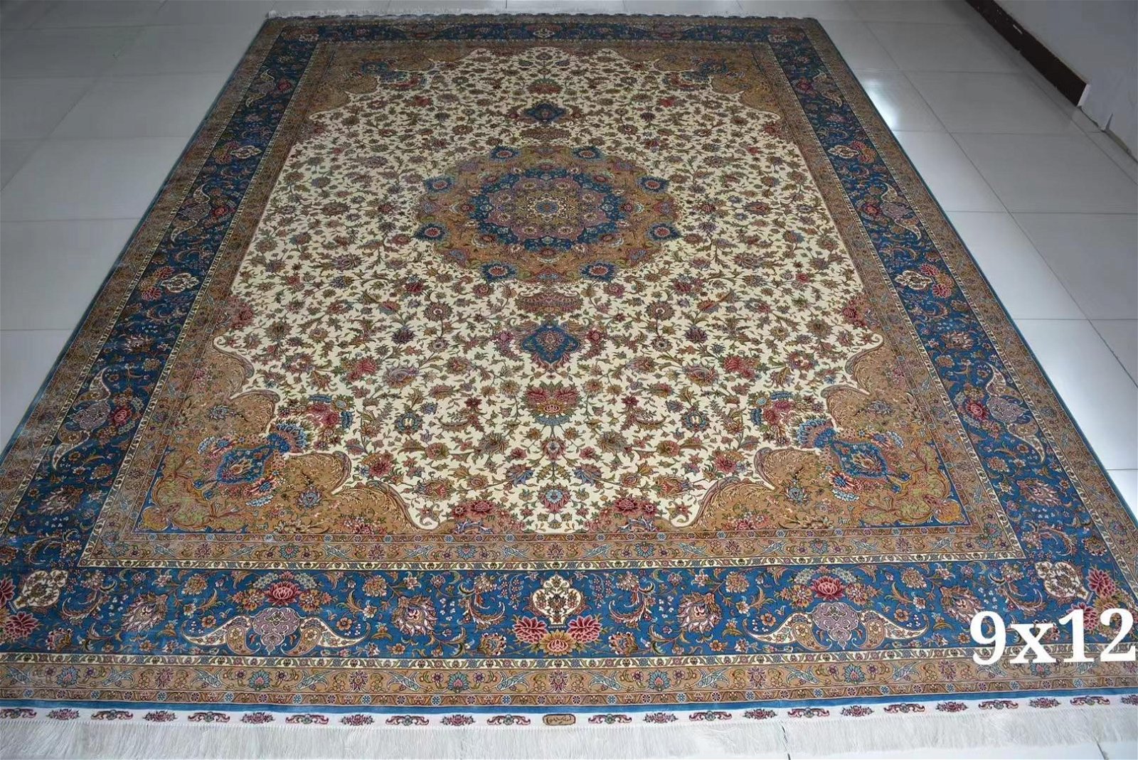 9X12ft red color hand knotted washed silk persian carpet for sitting room 5