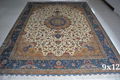 9X12ft red color hand knotted washed silk persian carpet for sitting room