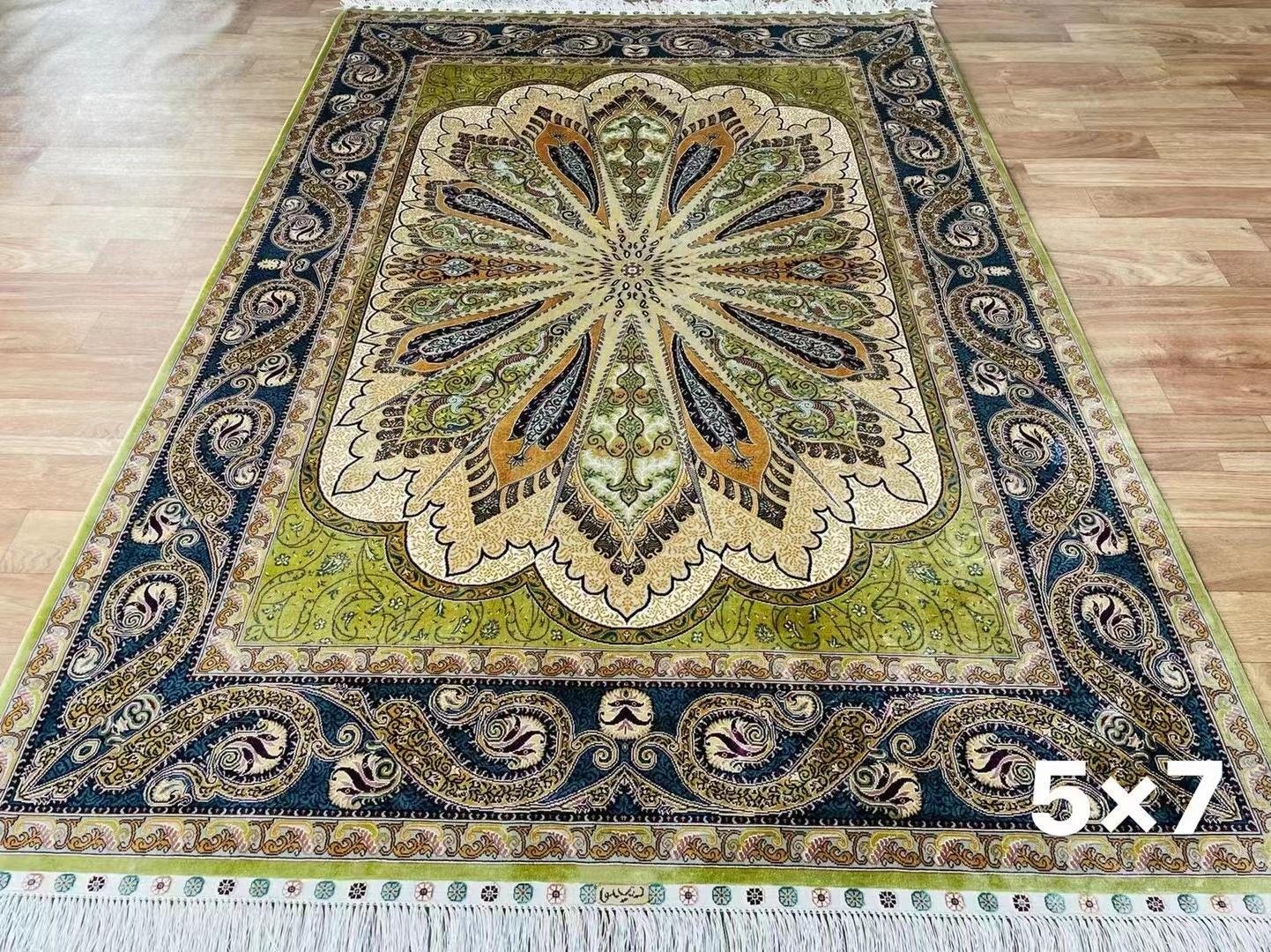  5x7ft 手工编织真丝欧式皇家风格豪华小地毯