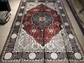 6X9ft 紅色喜慶經典圖案手工編織真絲歐式風格客廳地毯