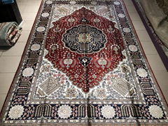 6X9ft 紅色喜慶經典圖案手工編織真絲歐式風格客廳地毯 (熱門產品 - 1*)