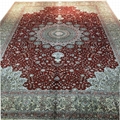 6X9ft red color handmade silk living