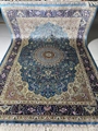 Royal blue 4x6ft hand knotted silk persian style carpet and rug 2