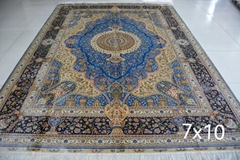 Guangzhou wholesale 7x10ft royal blue european handmade silk luxurious carpet