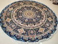 yamei carpet factory supply 10x10ft round shape blue color handmade silk carpet