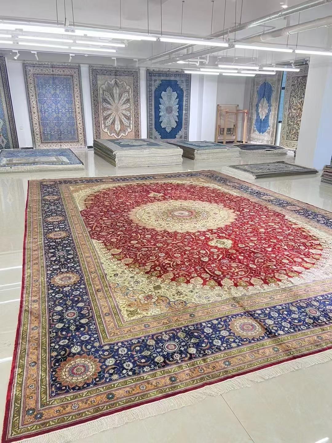 14X20ft 超大尺寸手工編織真絲客廳大地毯超級豪華升值地毯 5