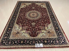 6x9ftred color handmade silk persian style wedding liveing room carpet