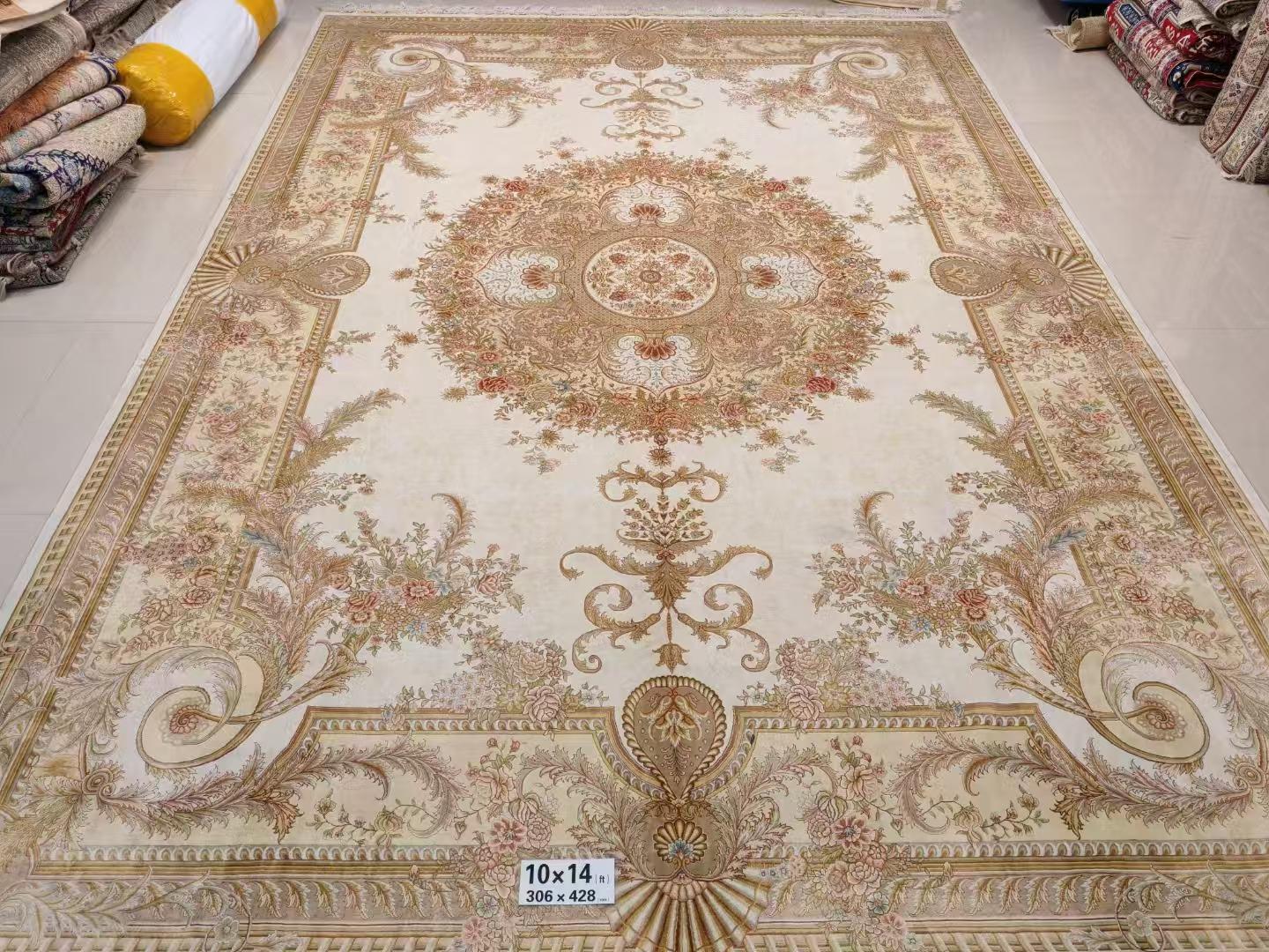 紅色10X14ft 大尺寸手工編織真絲別墅客廳會所大堂地毯 3