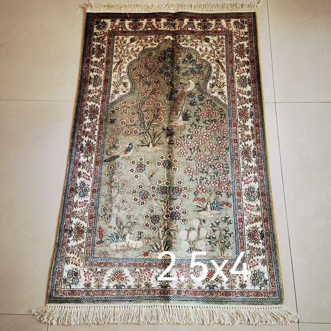 2.5X4ft 手工真絲波斯風格收藏型祈禱毯子 4