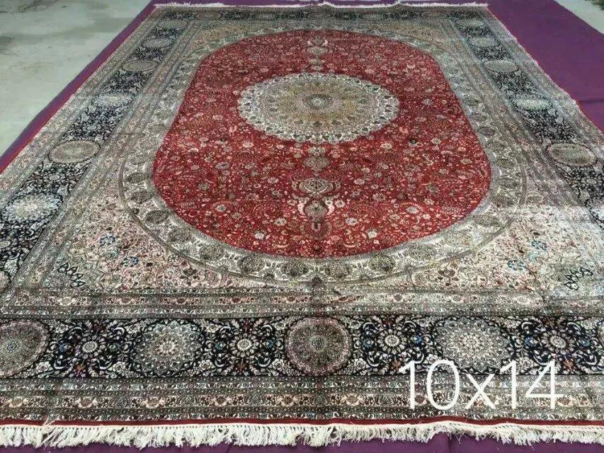 10x14ft high density handmade silk persian carpet for living room 3