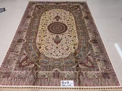 6x9ft 手工编织真丝水洗波斯地毯家用豪华地毯