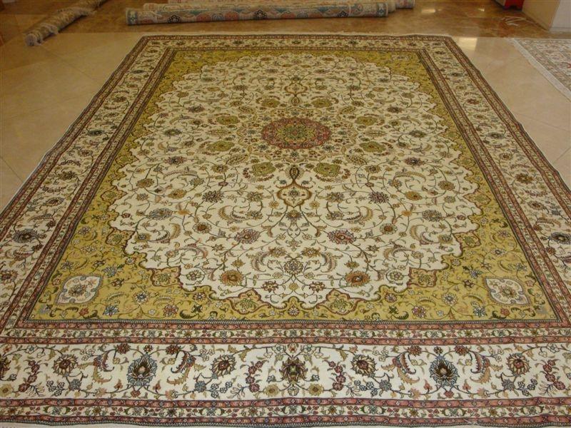 9x12ft/274x366cm 藍色手工編織真絲材質波斯風格地毯供家庭辦公室酒店使用 4