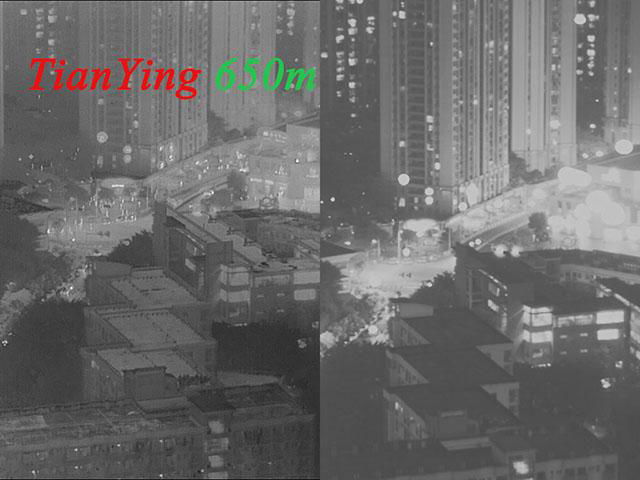 thermal imaging working distance contrast night vision working distance, show human image size is very small and especially night vision in 650m. 