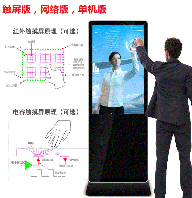 長沙觸摸屏液晶廣告機廠家 立式網絡版廣告機 3