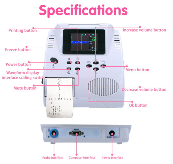 CE/FDA Portable Fetal Doppler BF-610P Hospital baby heartbeat monitor  5