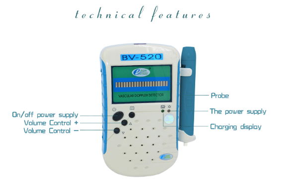 Home Use Vascular Blood Flow Detector, Blood Velocity Waveform Scander Color LCD 5