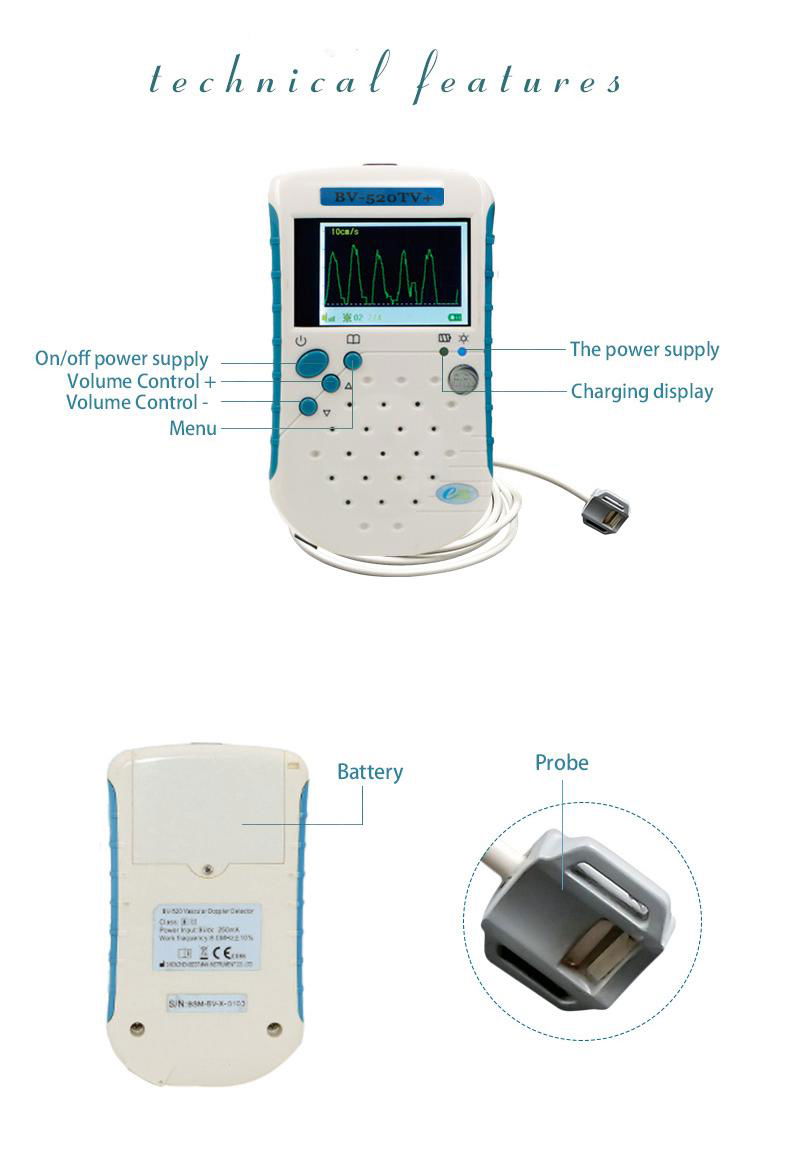 Pocket veterinary vascular doppler, 9MHz Flat Probe Animal Veterinary Vascular 2