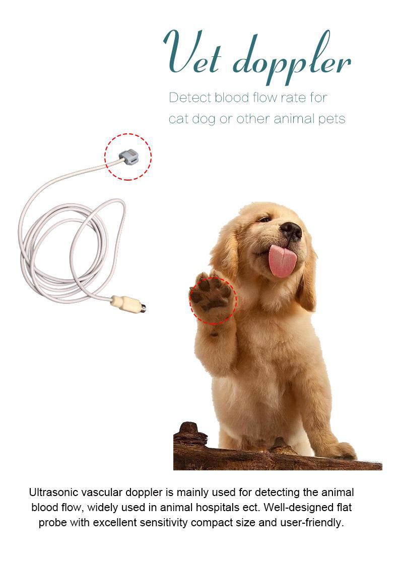 Pocket veterinary vascular doppler, 9MHz Flat Probe Animal Veterinary Vascular 3