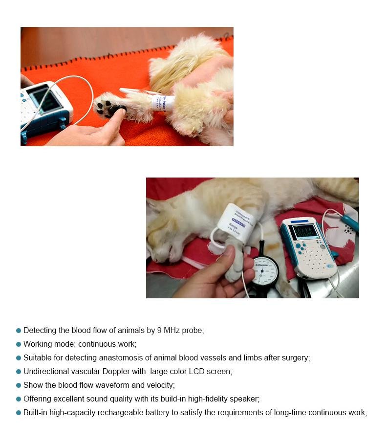 Pocket veterinary vascular doppler, 9MHz Flat Probe Animal Veterinary Vascular 4