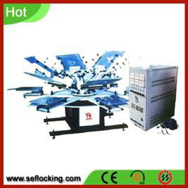 Eight WorkPlate Multicolor Silk Screen Printing Electrostatic Flocking machine 