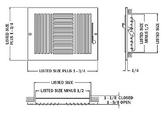 Ceiling / Sidewall 3 Way Register 2