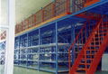 The whole platform. Group, loft-style shelves manufacturing factory