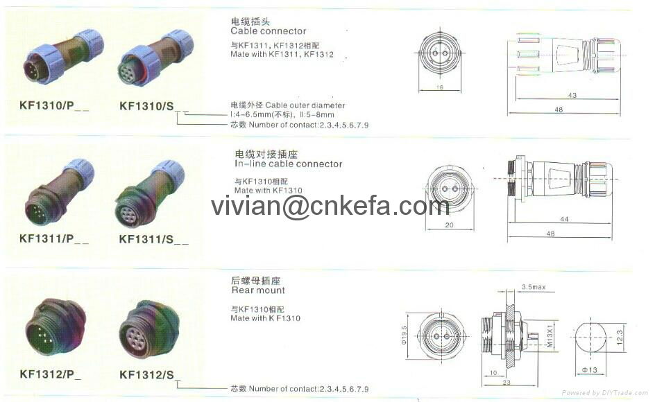 Water proof IP67 circular connector KF1310 2