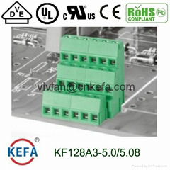 triple row level screw PCB terminal block KF128