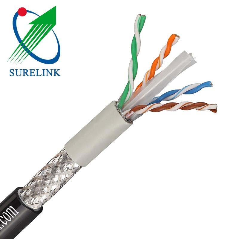 Outdoor Double Jacket Copper or CCA LAN Cable STP CAT6 SFTP CAT6